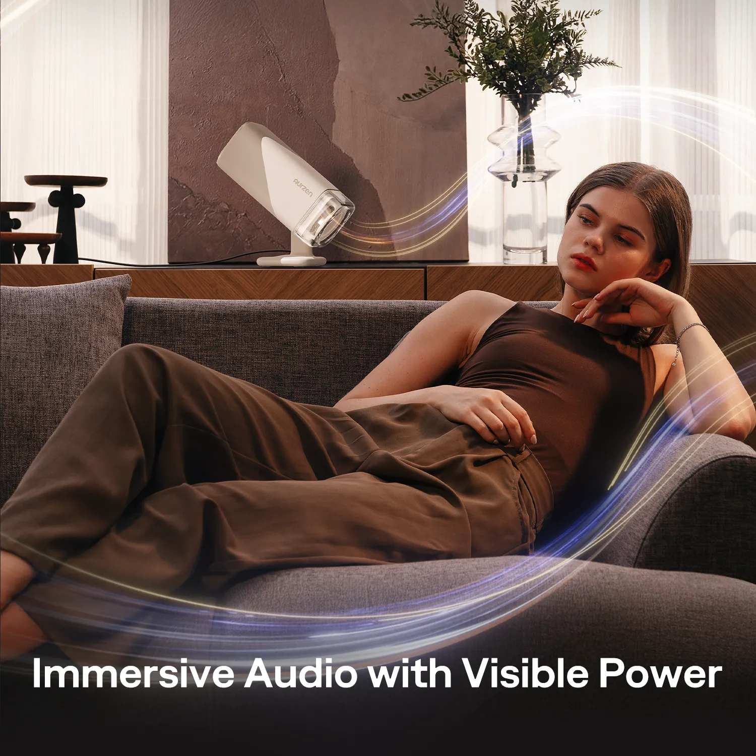 Aurzen BOOM air Google TV Smart Projector sound view