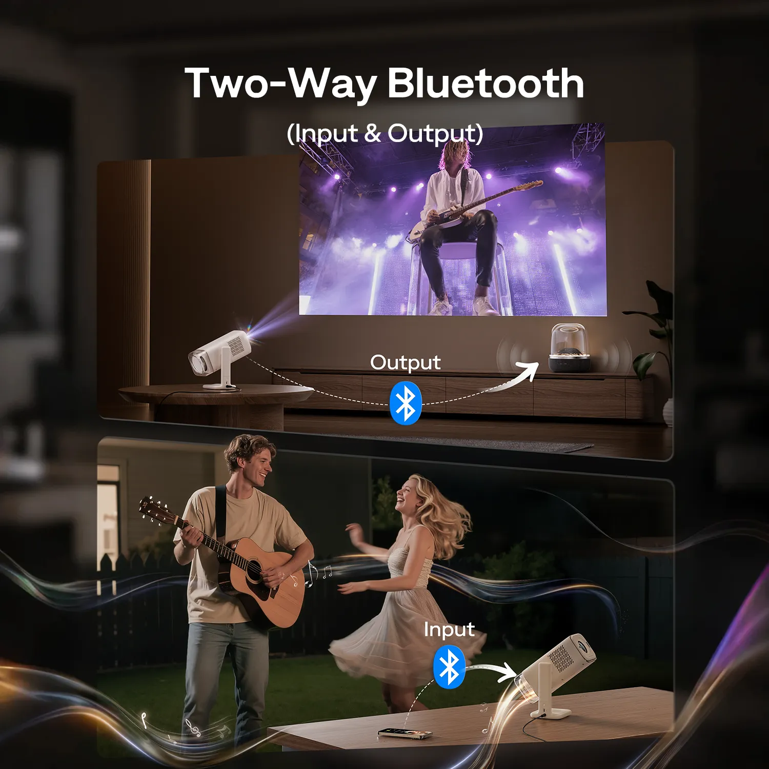Aurzen BOOM air Google TV Smart Projector Bluetooth view