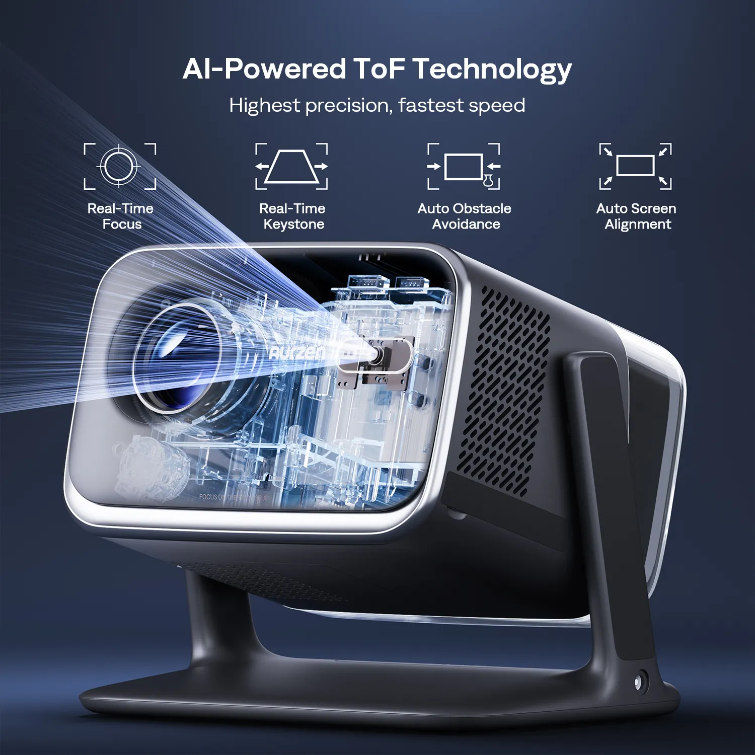 Aurzen BOOM mini Google TV Smart Projector - The Moving Screen angle 3
