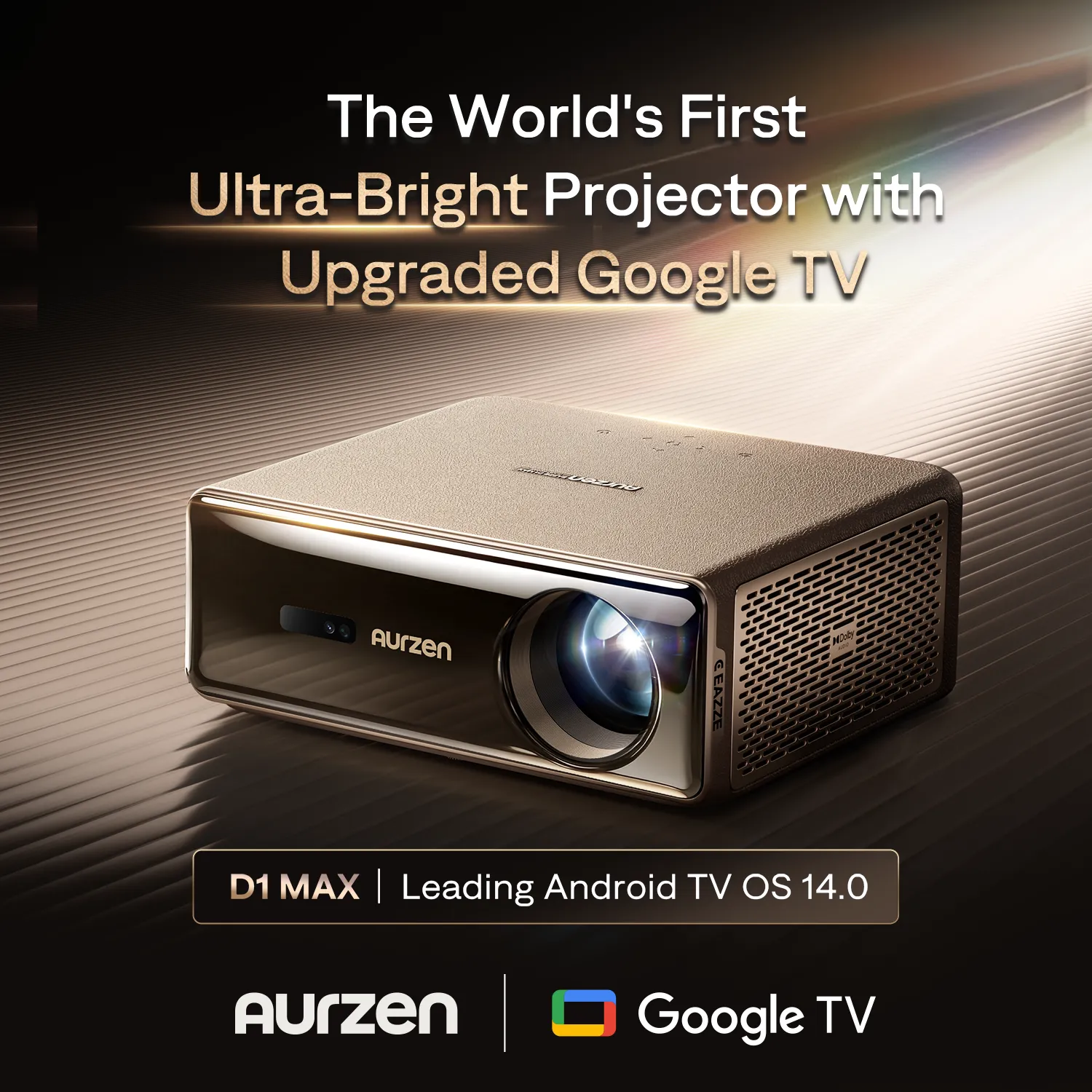 Aurzen EAZZE D1 MAX Gemini AI Google TV Projector - The Bright Room angle 1