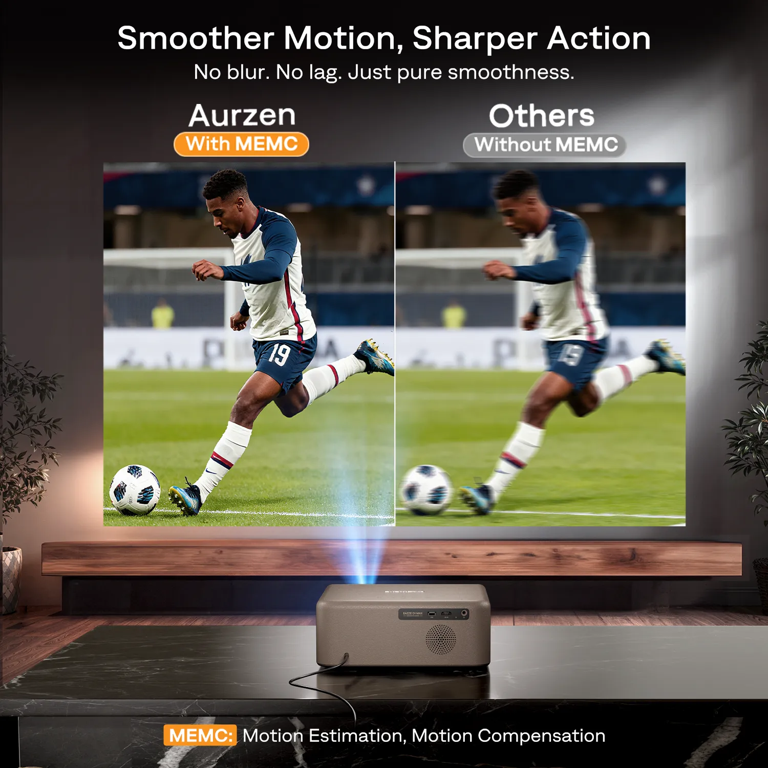 Aurzen EAZZE D1 MAX Gemini AI Google TV Projector - The Bright Room angle 4