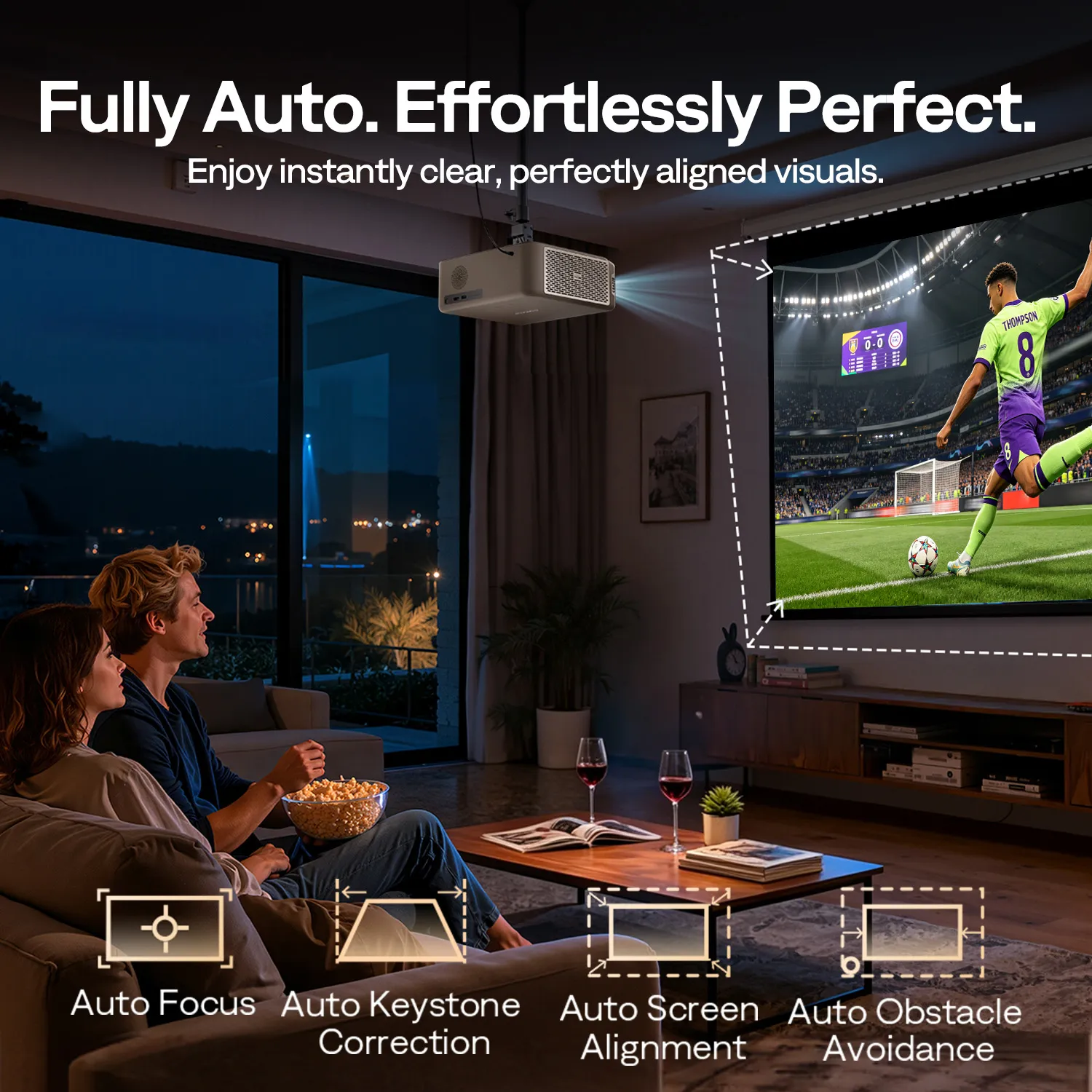 Aurzen EAZZE D1 MAX Gemini AI Google TV Projector - The Bright Room angle 6