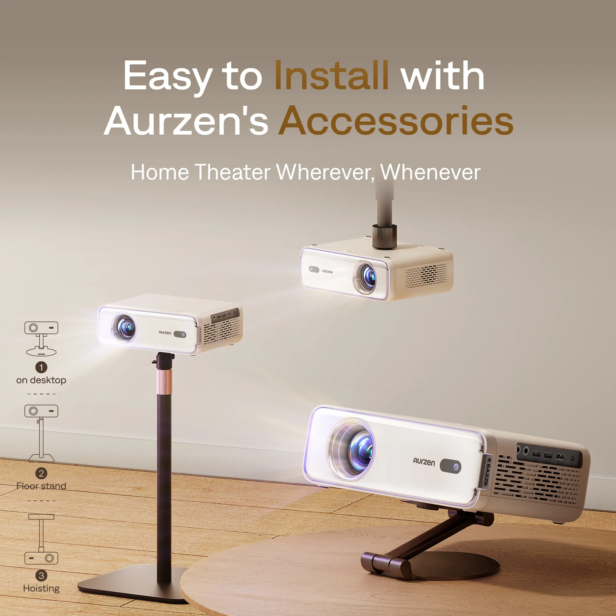Aurzen EAZZE D1 Smart Projector - The Moving Screen angle 5