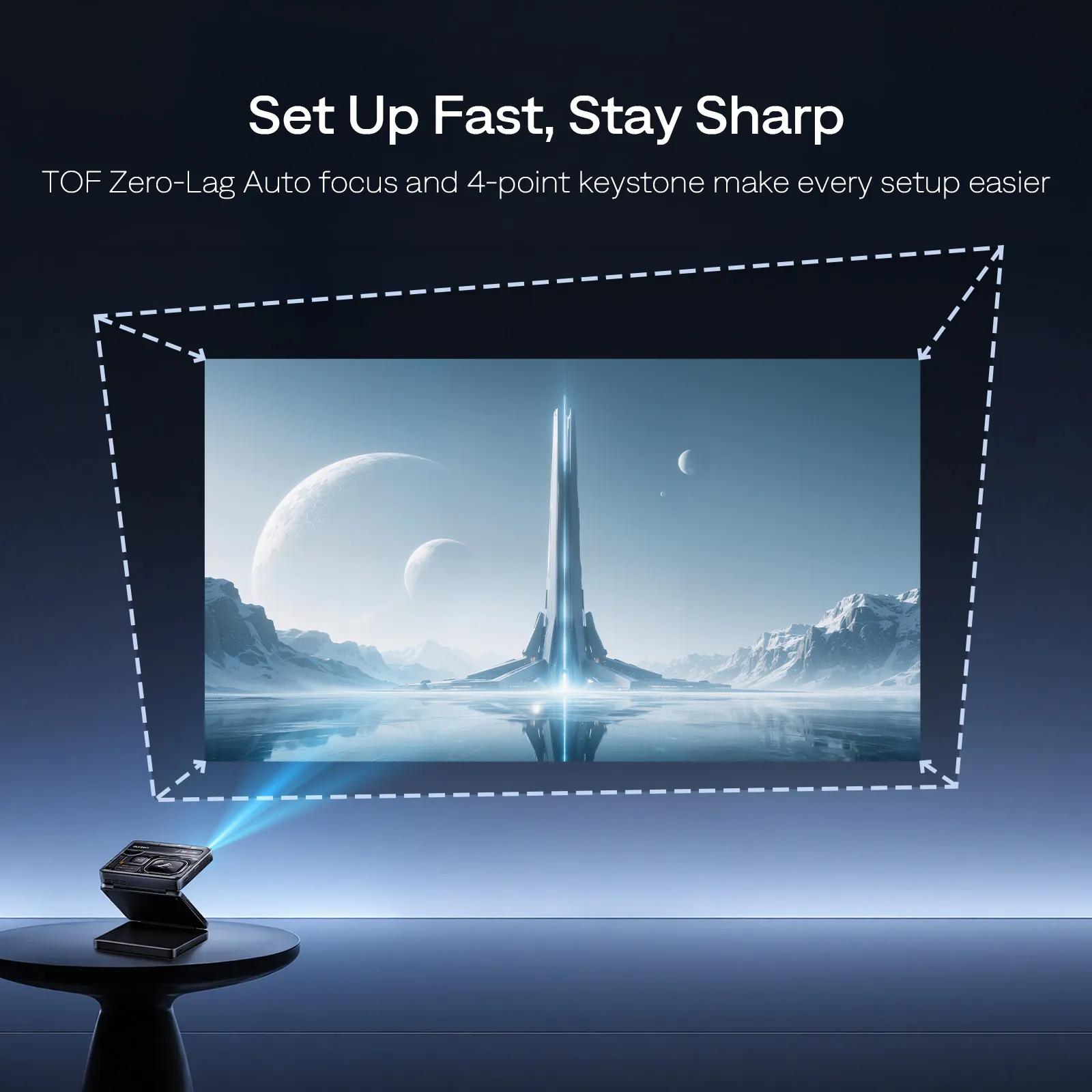 Aurzen ZIP Pro Tri-Fold Full HD Portable Projector - The Folded Screen angle 6