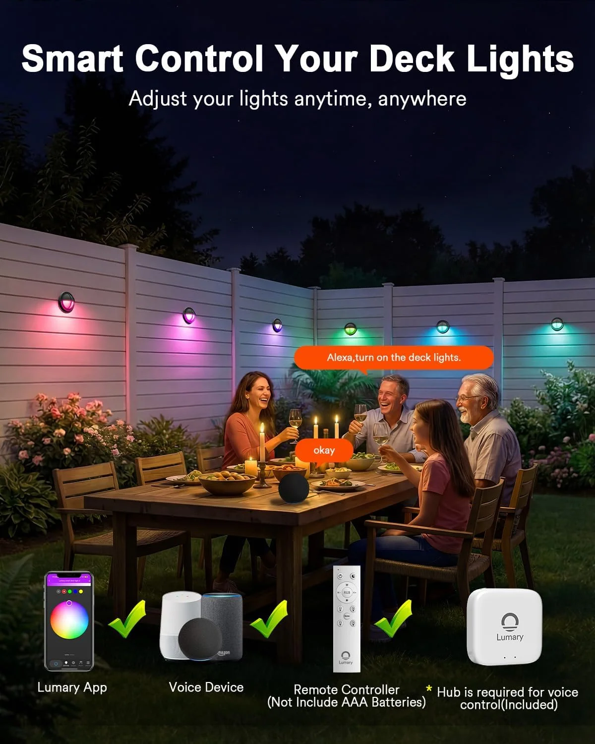 Lumary Smart LED Deck Lights (6Pack), L-RWL7A1 - The Garden Threshold angle 3