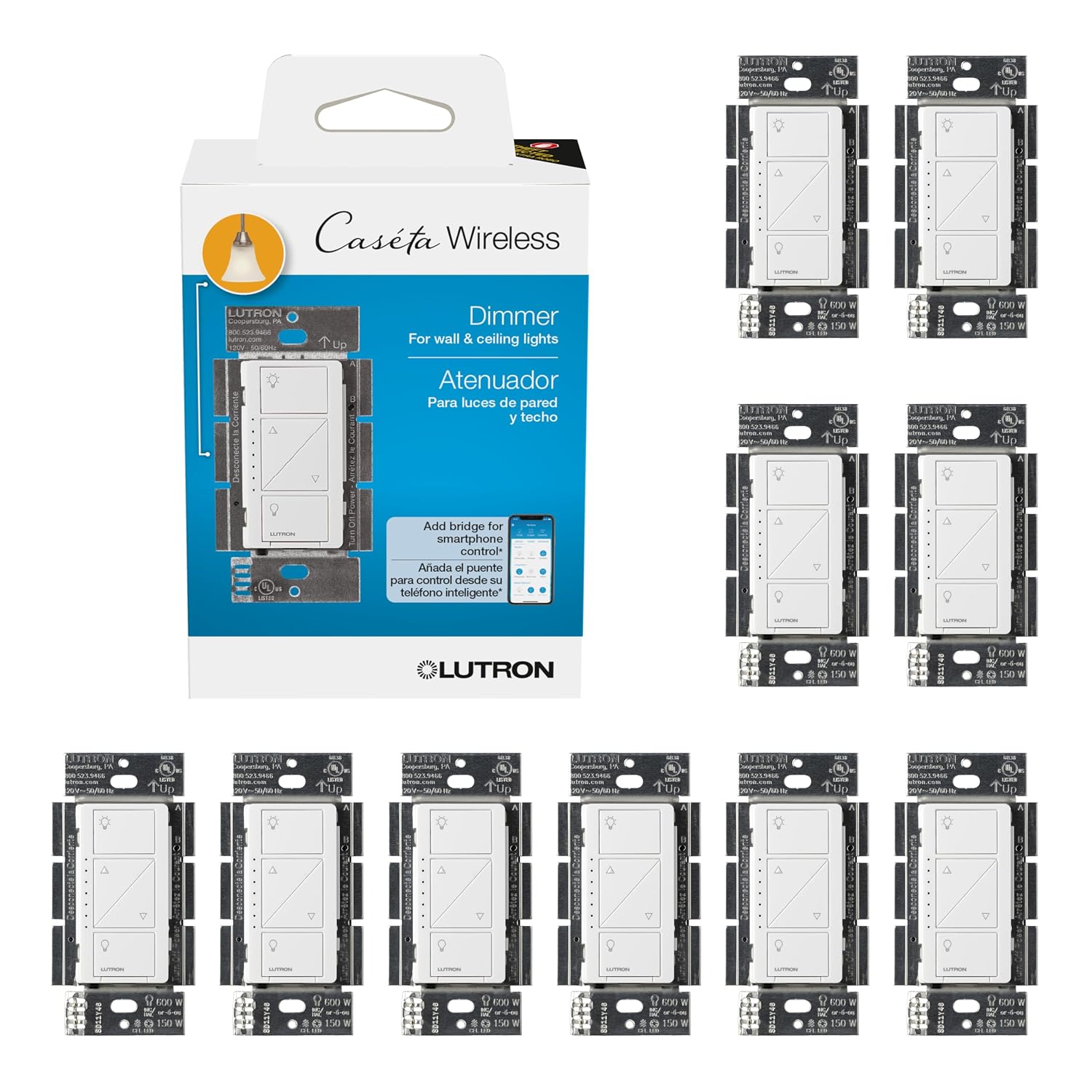 Lutron Caseta Original Smart Dimmer Switch PD-6WCL-BL - The Quiet Circuit angle 6