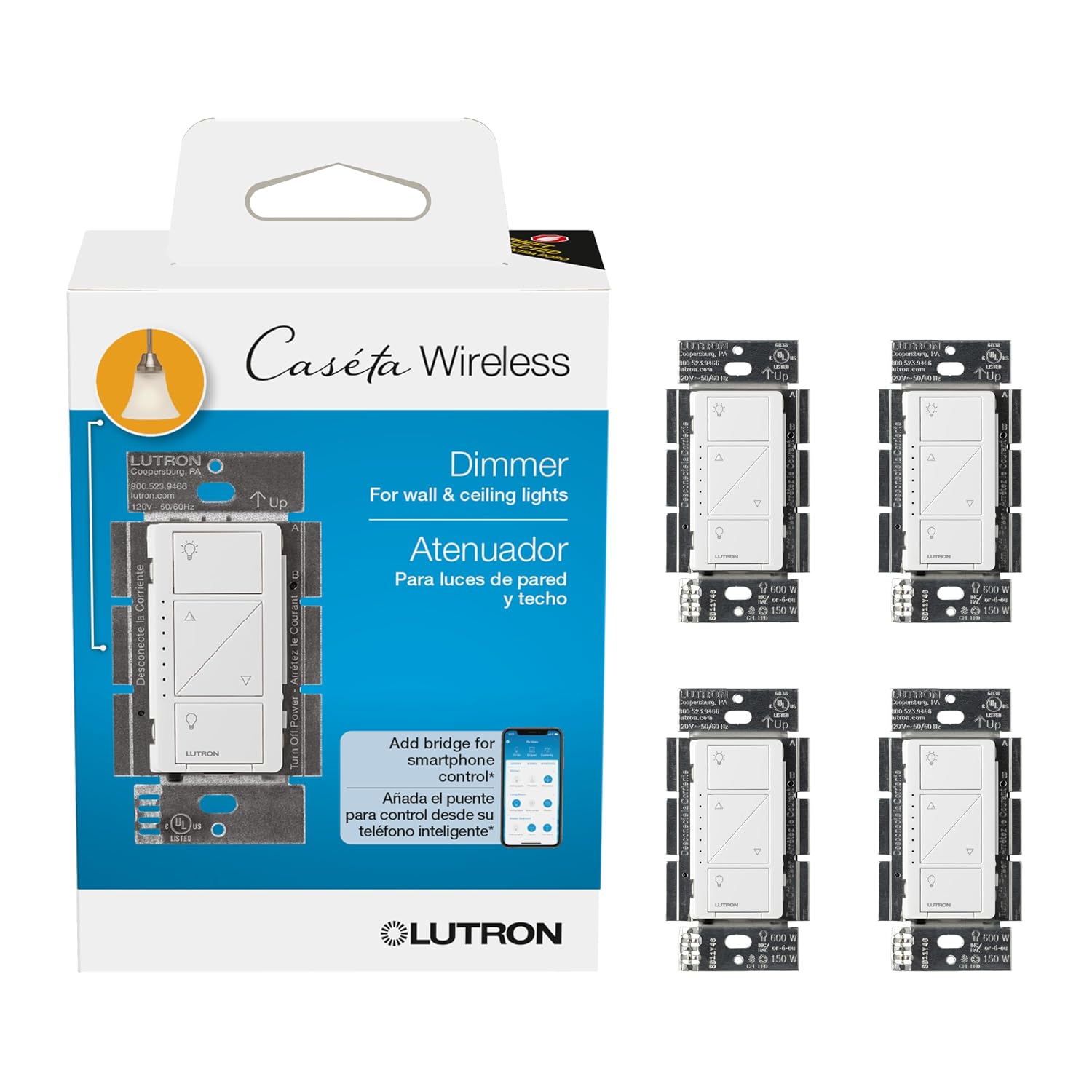 Lutron Caseta Original Smart Dimmer Switch PD-6WCL-BL - The Quiet Circuit angle 8