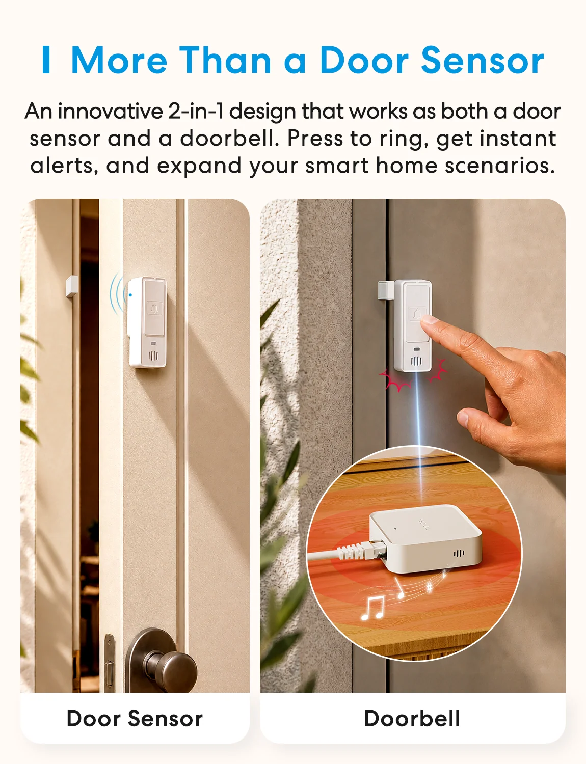 Meross 3-in-1 Smart Door and Window Sensor with Doorbell Mode, MS220 gallery view 2