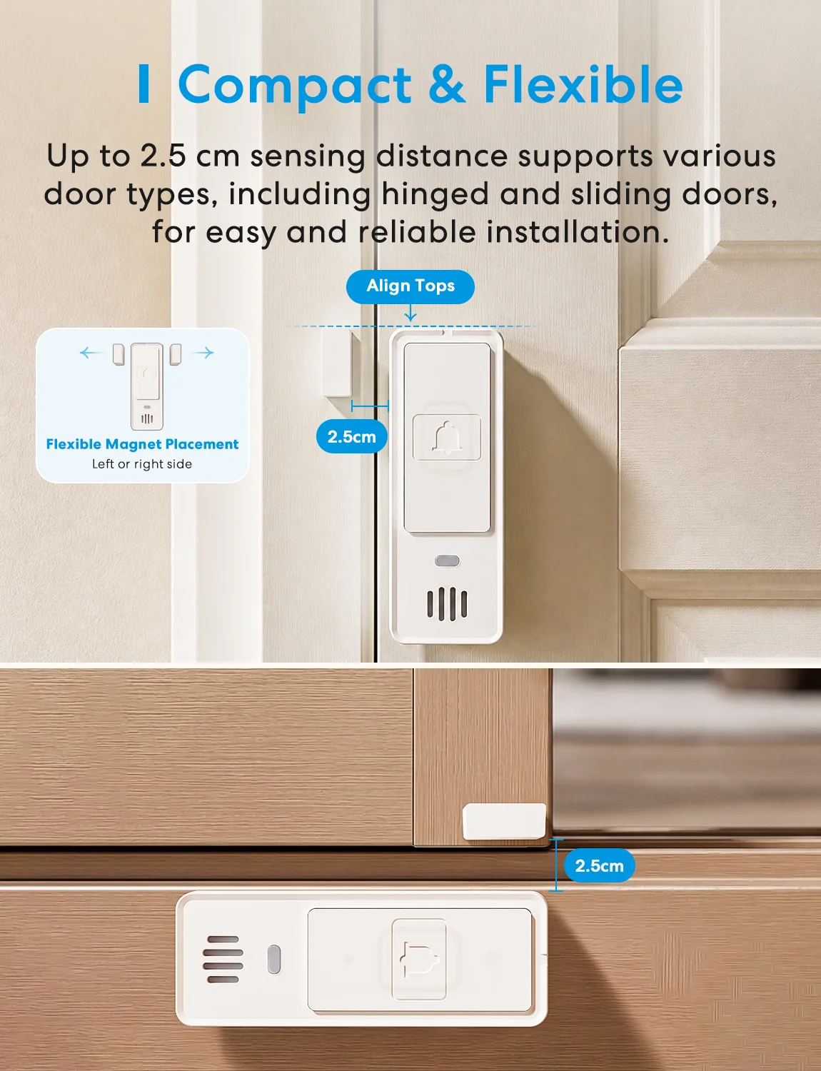 Meross 3-in-1 Smart Door and Window Sensor with Doorbell Mode, MS220 gallery view 3