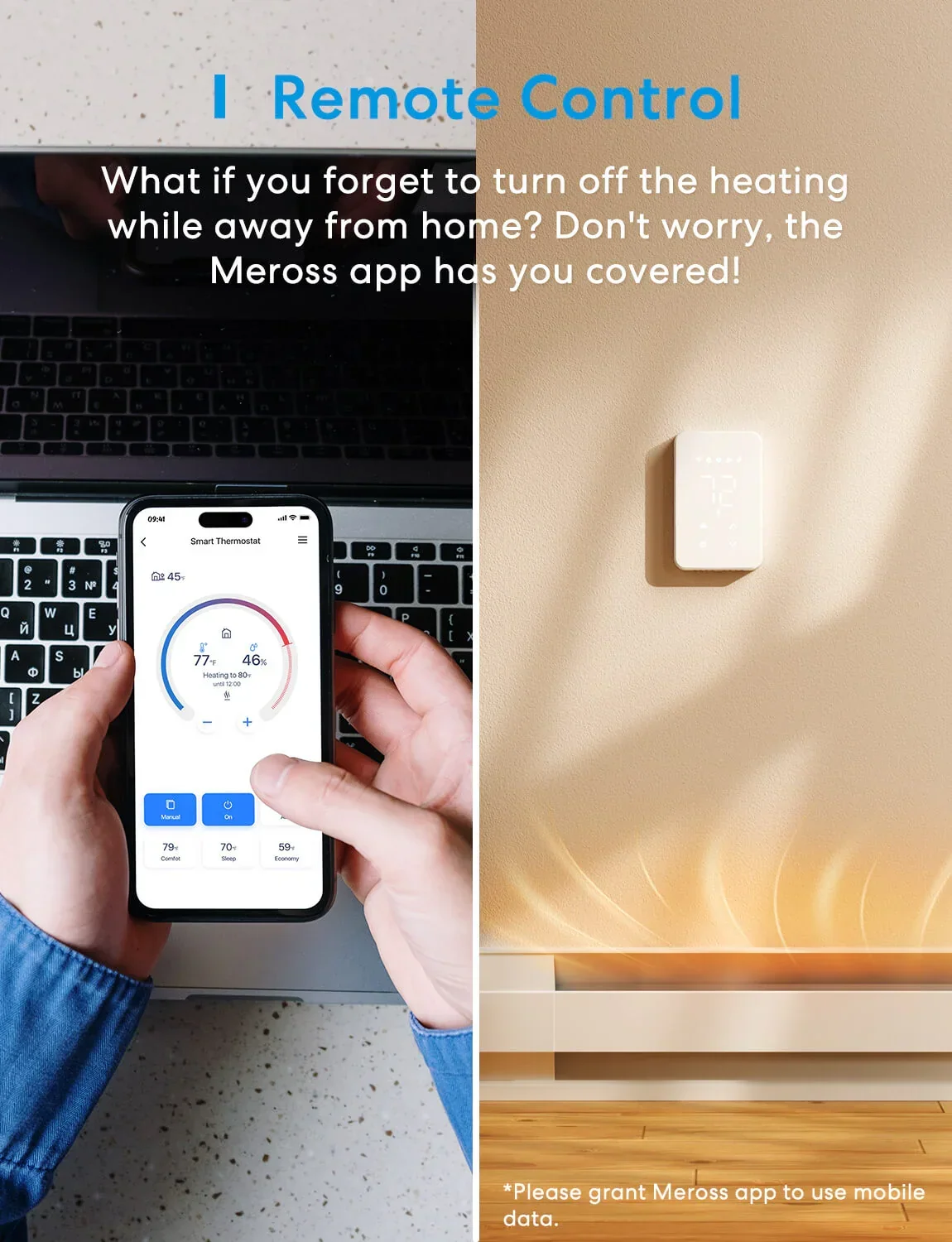 Meross Matter Smart Thermostat for Electric Heating System, MTS215MA