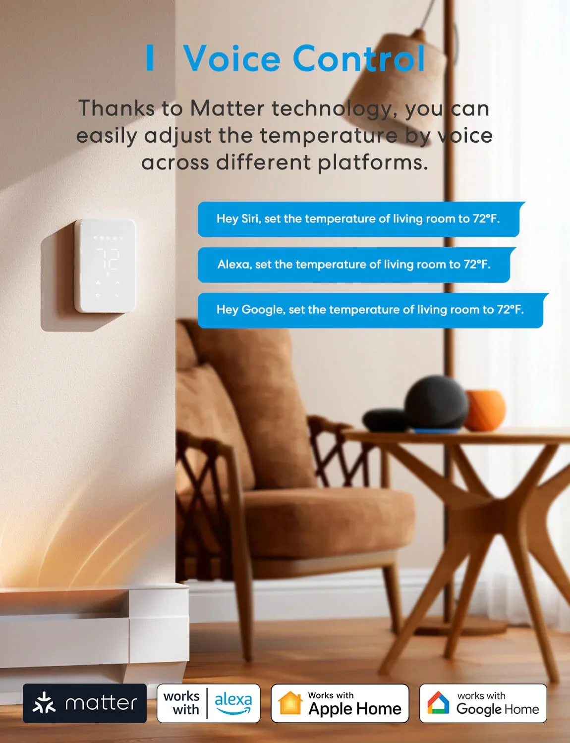Meross Matter Smart Thermostat for Electric Heating System, MTS215MA gallery view 2