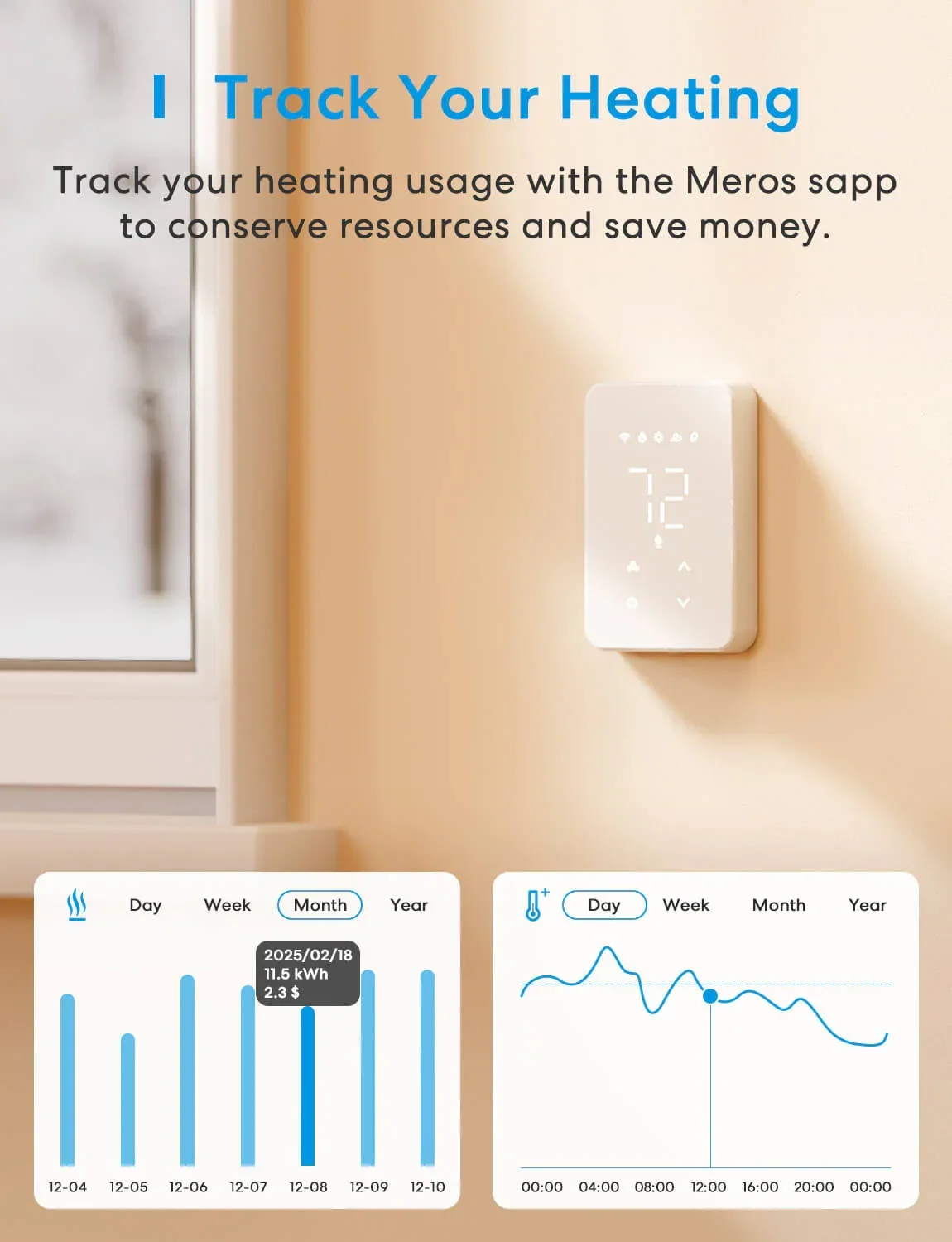 Meross Matter Smart Thermostat for Electric Heating System, MTS215MA gallery view 3