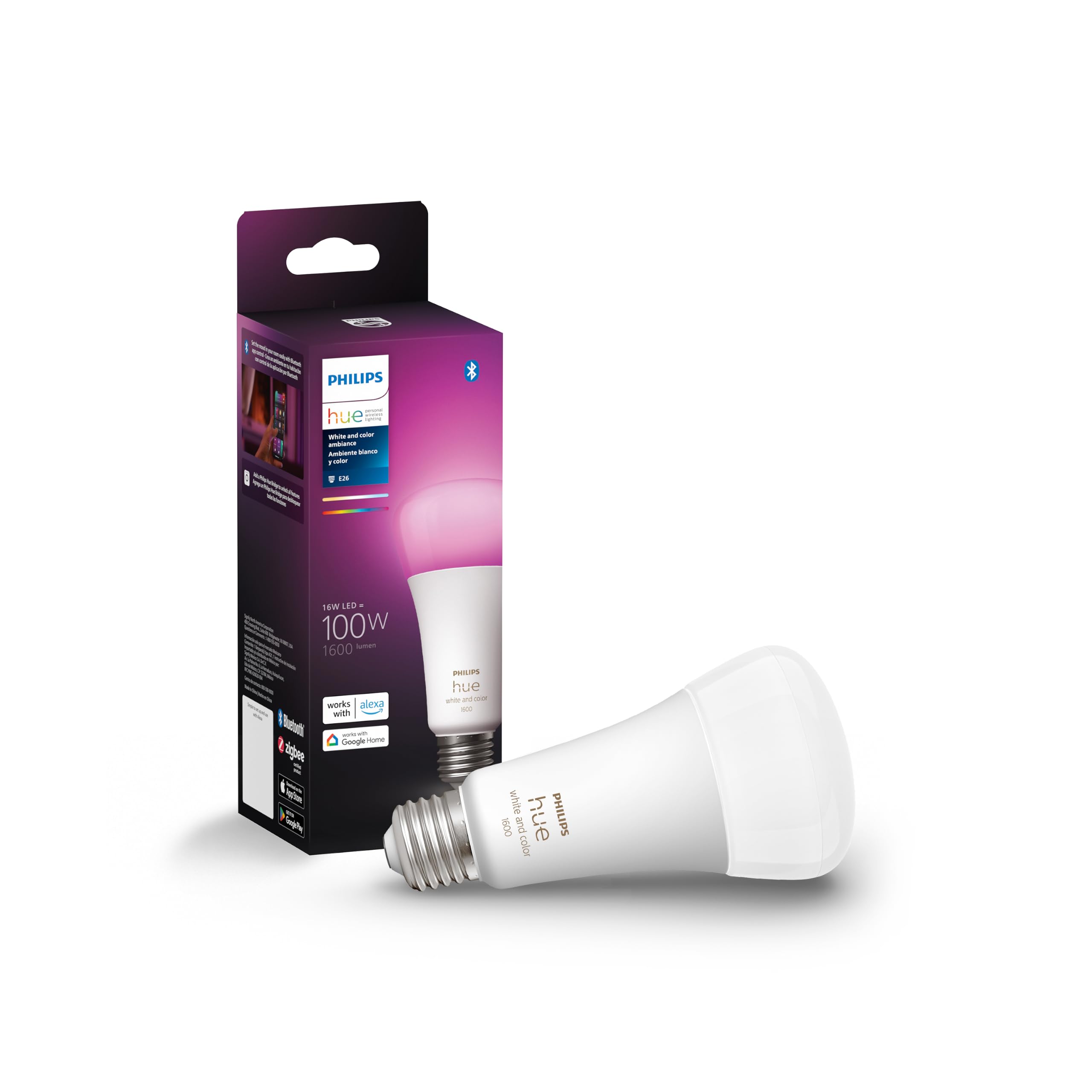 Philips Hue White and Color Ambiance 100W A21 E26 Smart Bulb gallery view 5