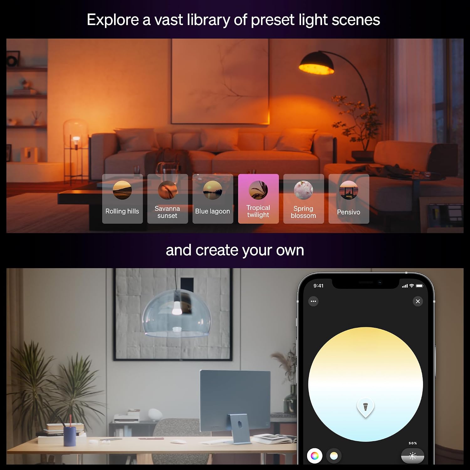 Philips Hue White and Color Ambiance 75W A19 E26 Smart Bulb - The Dusk Spectrum angle 5