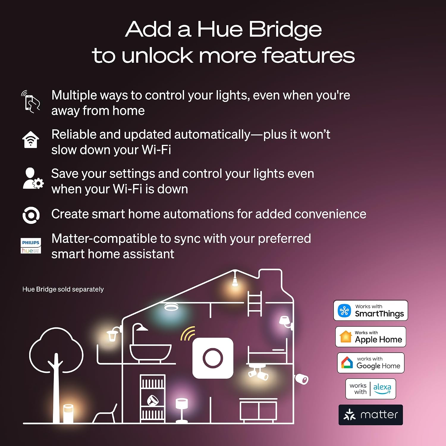 Philips Hue White and Color Ambiance 75W A19 E26 Smart Bulb - The Dusk Spectrum angle 6