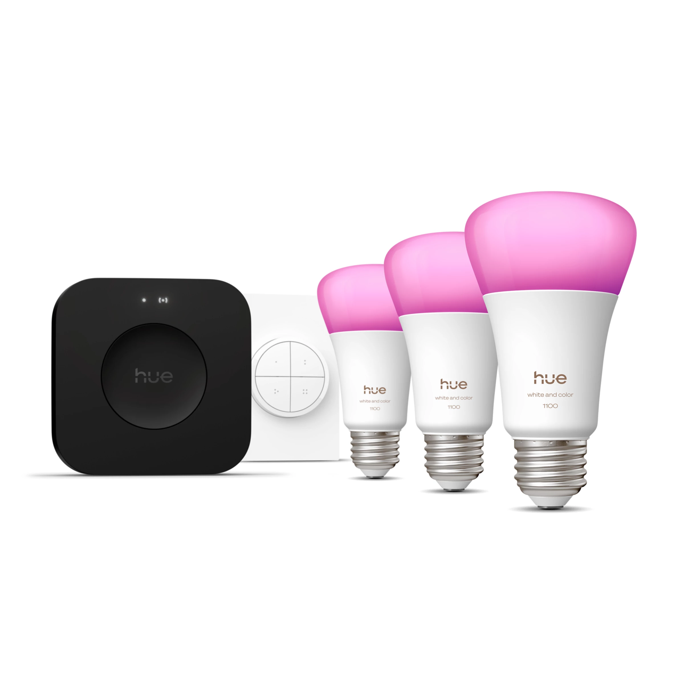 Philips Hue Starter Kit: 3 E26 Bulbs + Tap Dial Switch + Bridge Pro gallery view 2