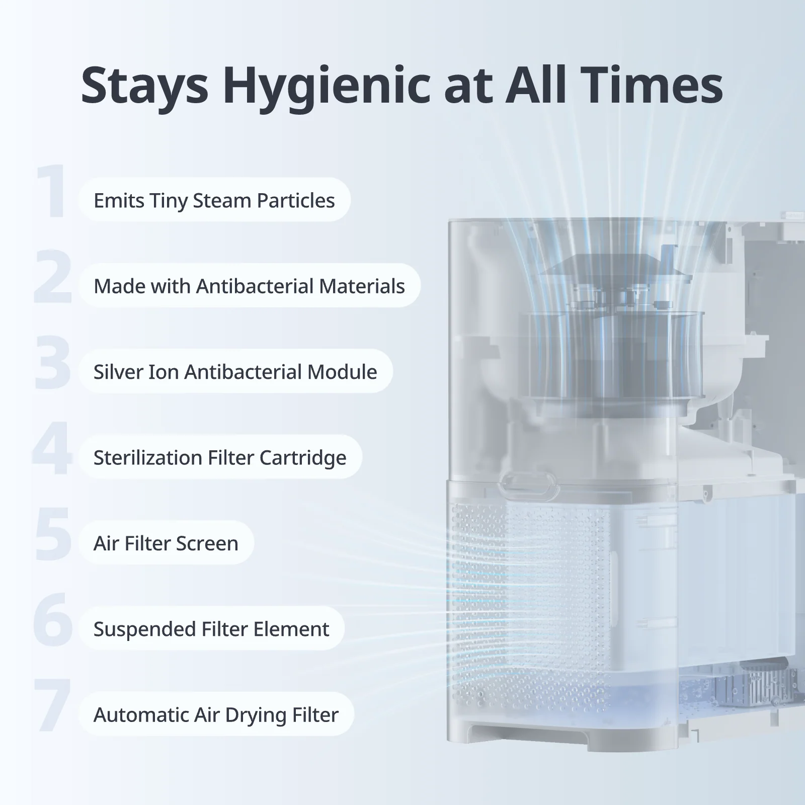 SwitchBot Evaporative Humidifier - The Quiet Vessel angle 2