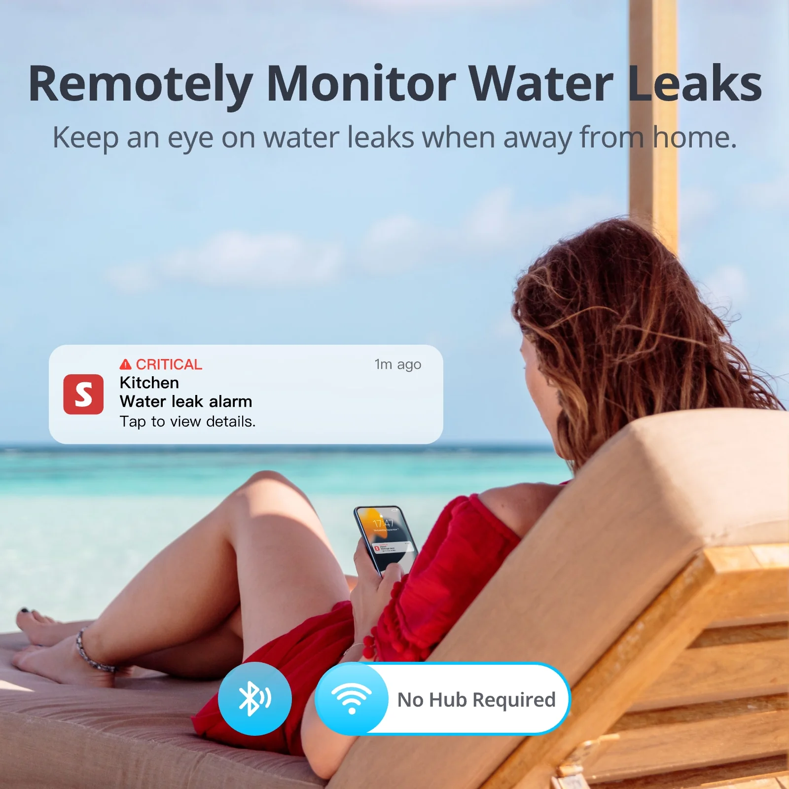 SwitchBot Water Leak Detector, Standard Edition, 1-Pack - The Wet Threshold angle 1
