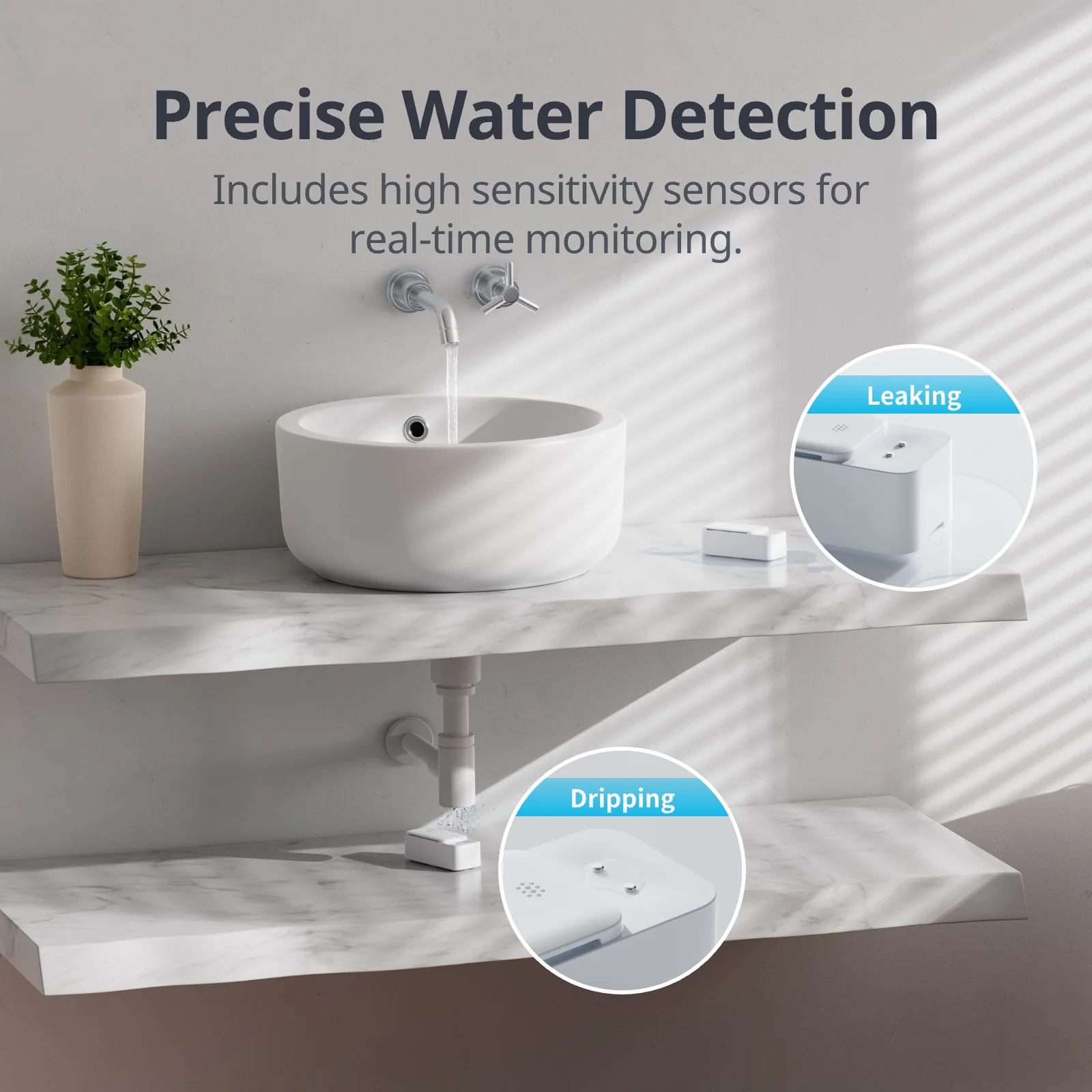 SwitchBot Water Leak Detector, Standard Edition, 1-Pack - The Wet Threshold angle 2